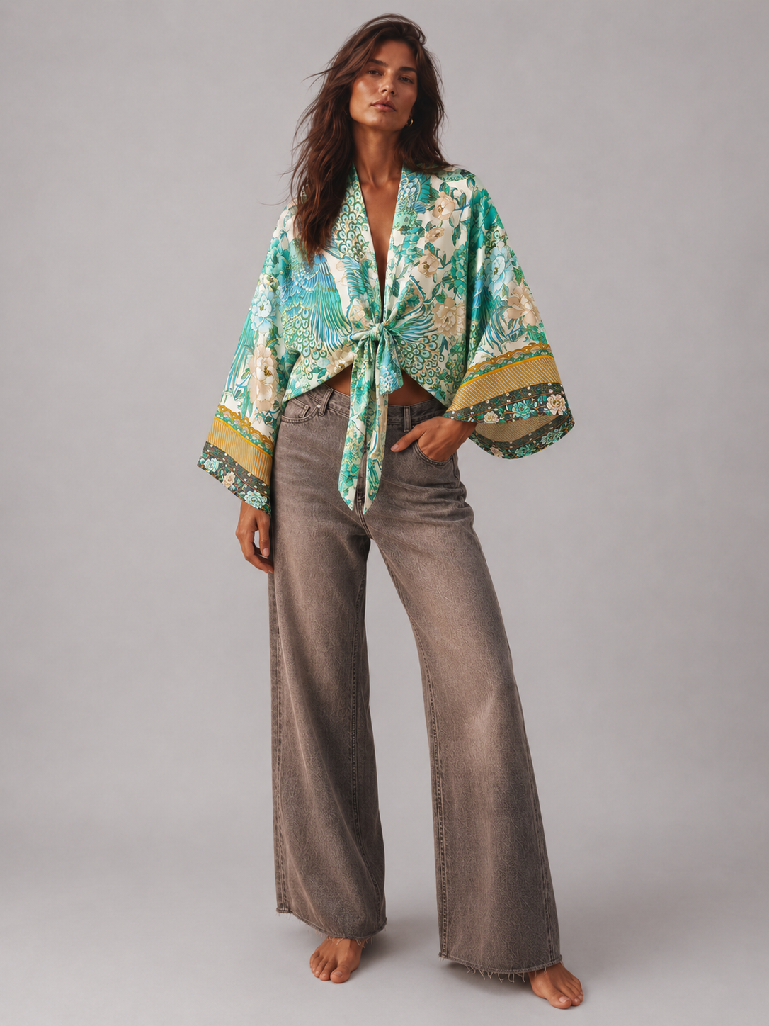 Kimono court cache-cœur style asiatique-bohème