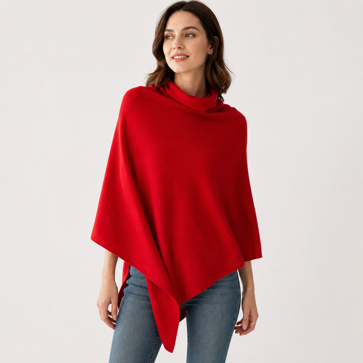 Pull Poncho Col Roulé Femme