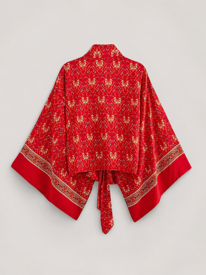 Kimono court cache-cœur rouge