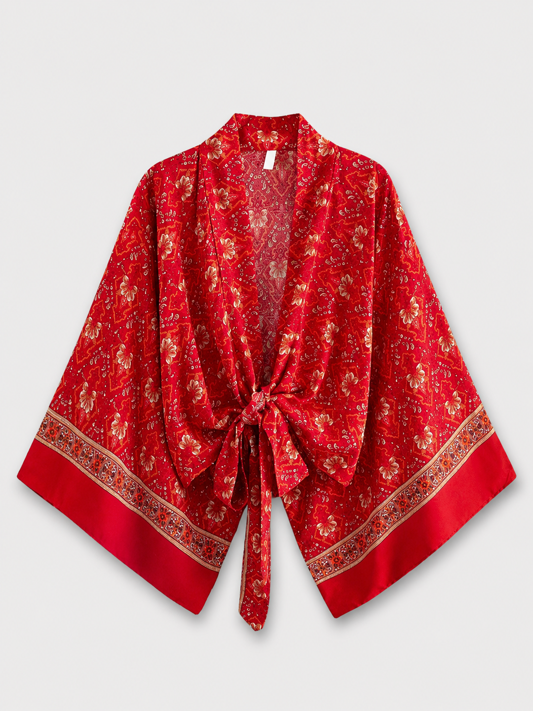 Kimono court cache-cœur rouge