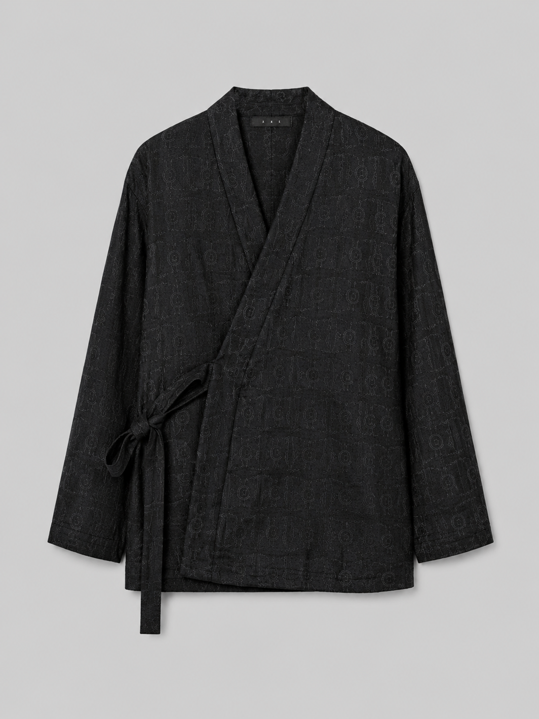 Veste cache-cœur style kimono jacquard