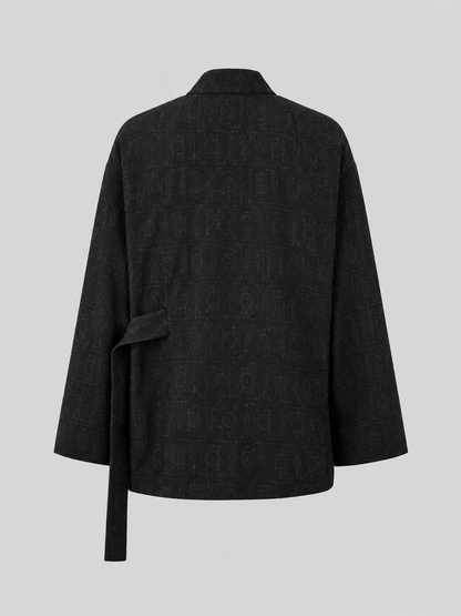 Veste cache-cœur style kimono jacquard