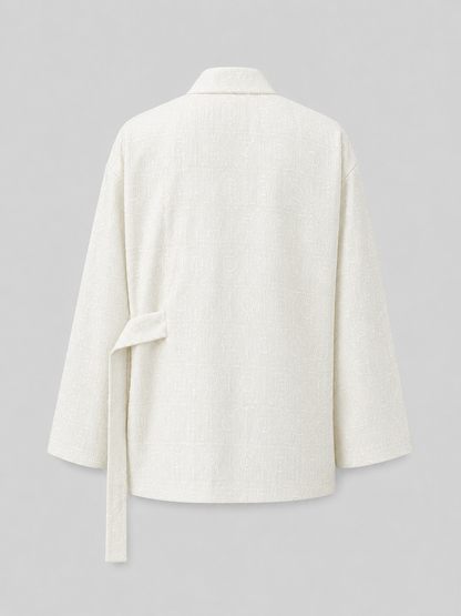 Veste cache-cœur style kimono jacquard