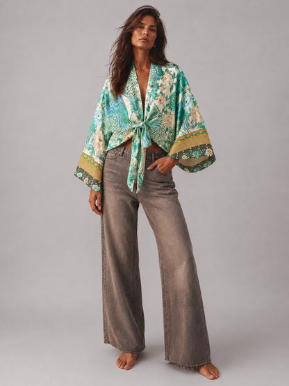 Kimono court cache-cœur style asiatique-bohème
