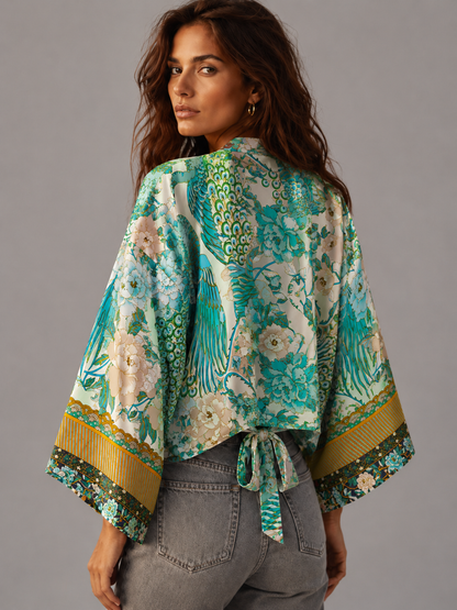 Kimono court cache-cœur style asiatique-bohème