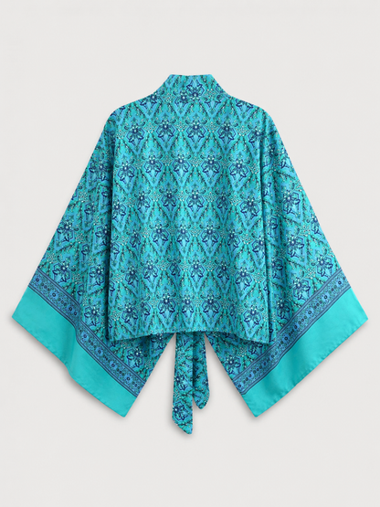 kimono court cache-cœur turquoise