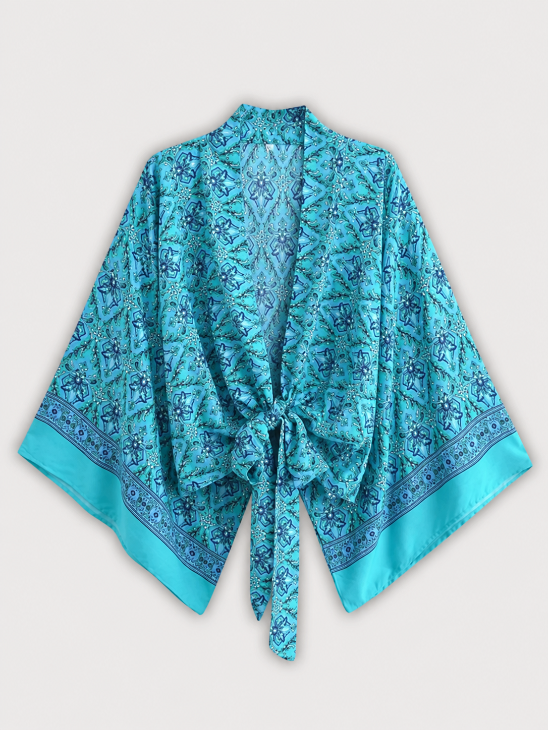kimono court cache-cœur turquoise