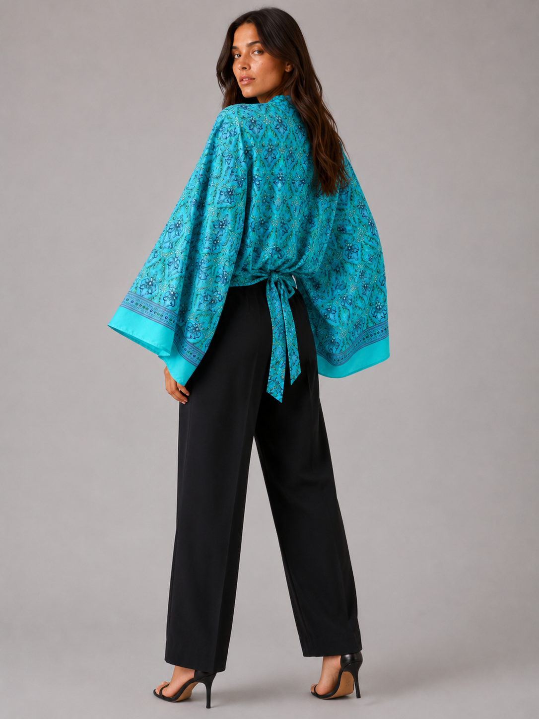 kimono court cache-cœur turquoise