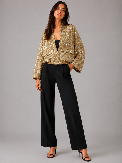 Veste kimono dorée à paillettes pour femme