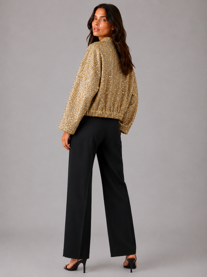 Veste kimono dorée à paillettes pour femme