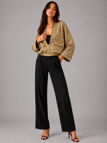 Veste kimono dorée à paillettes pour femme