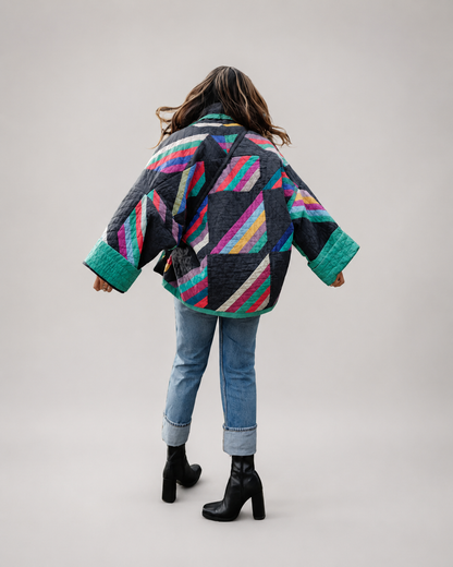 Blazer kimono matelassé femme style 80s