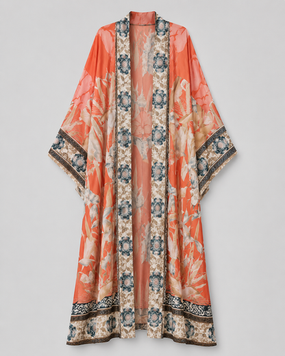 Kimono orange long femme
