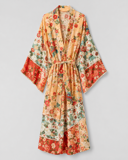 Kimono long fleuri femme