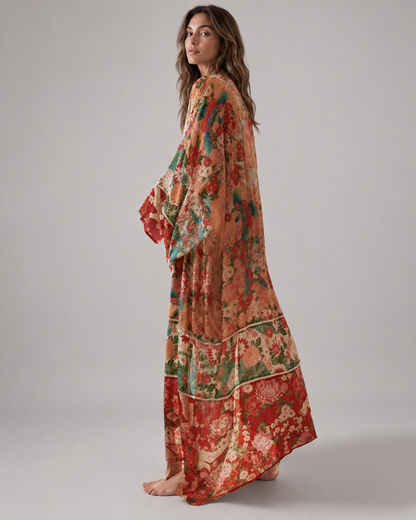 Kimono long fleuri femme