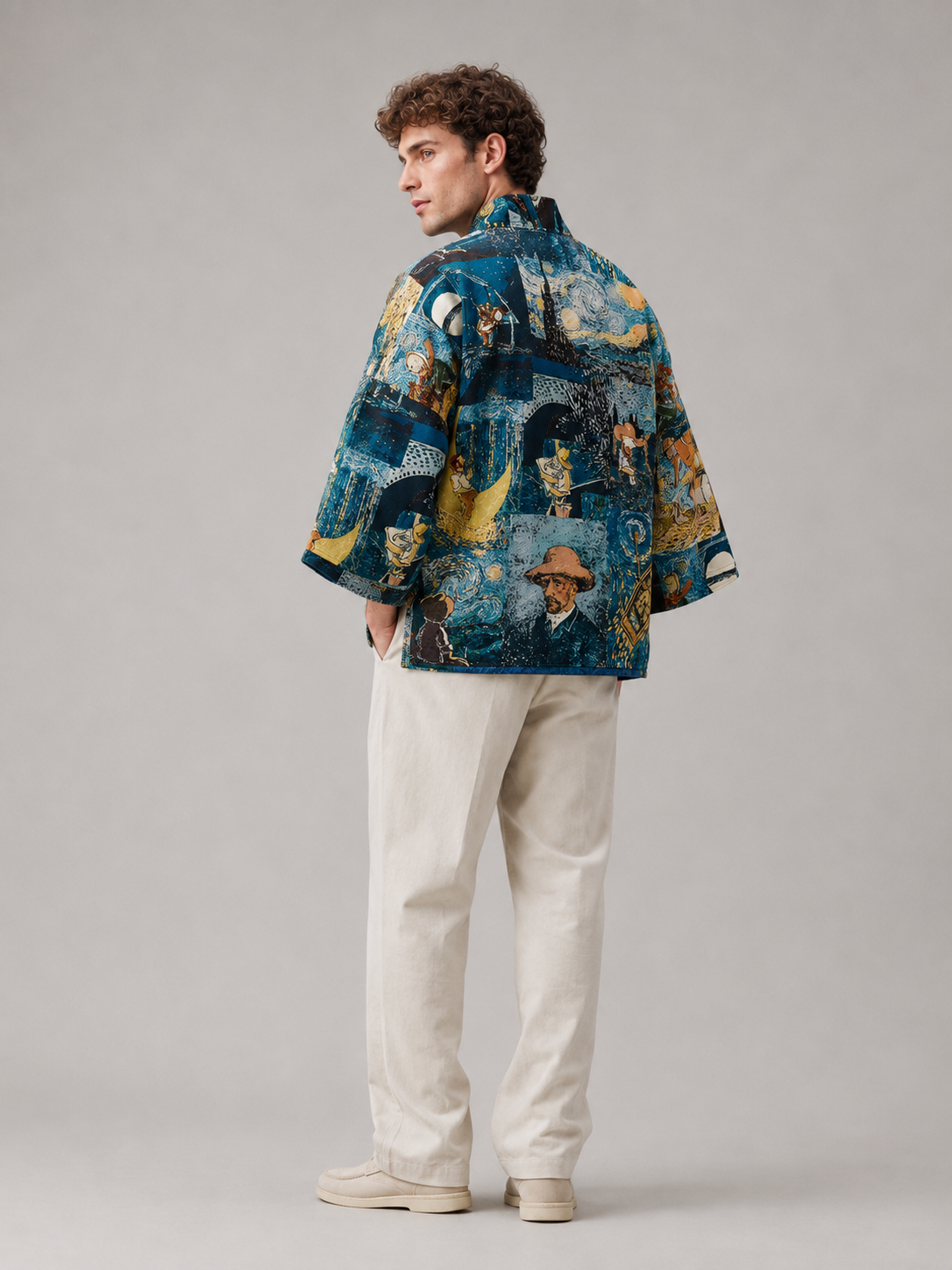 Veste kimono à motifs style Van Gogh