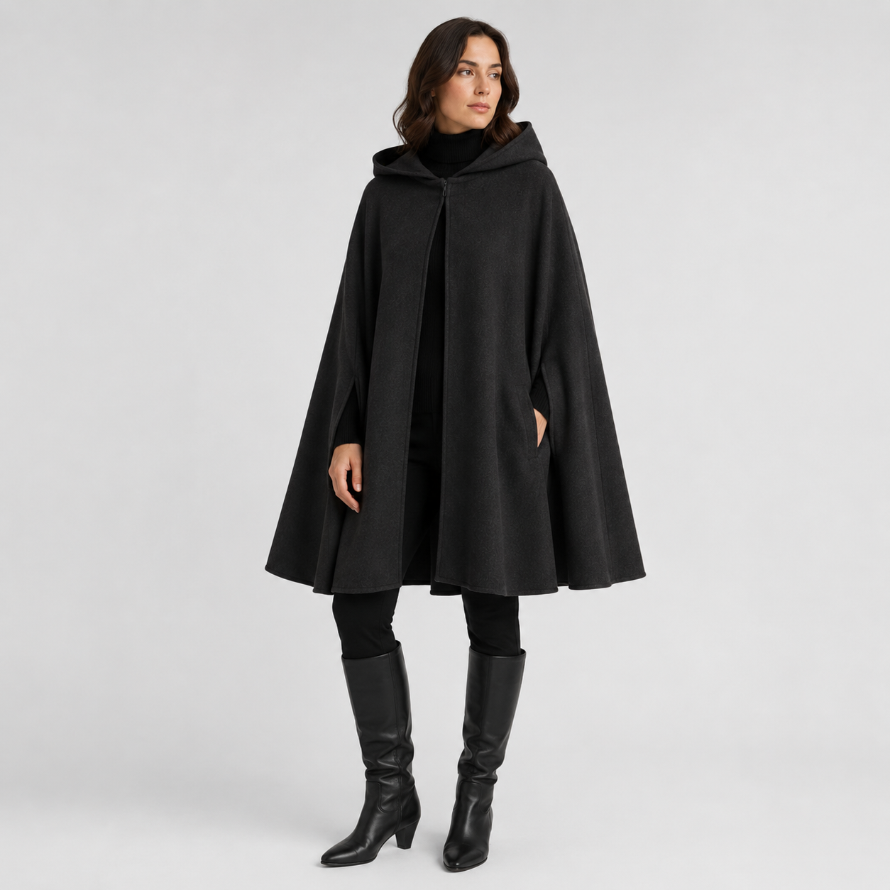 Cape Poncho Capuche en Laine