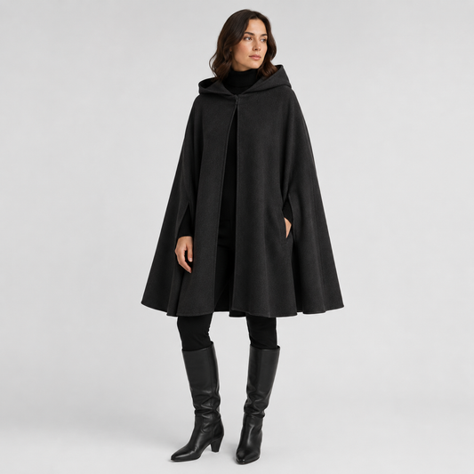 Cape Poncho Capuche en Laine