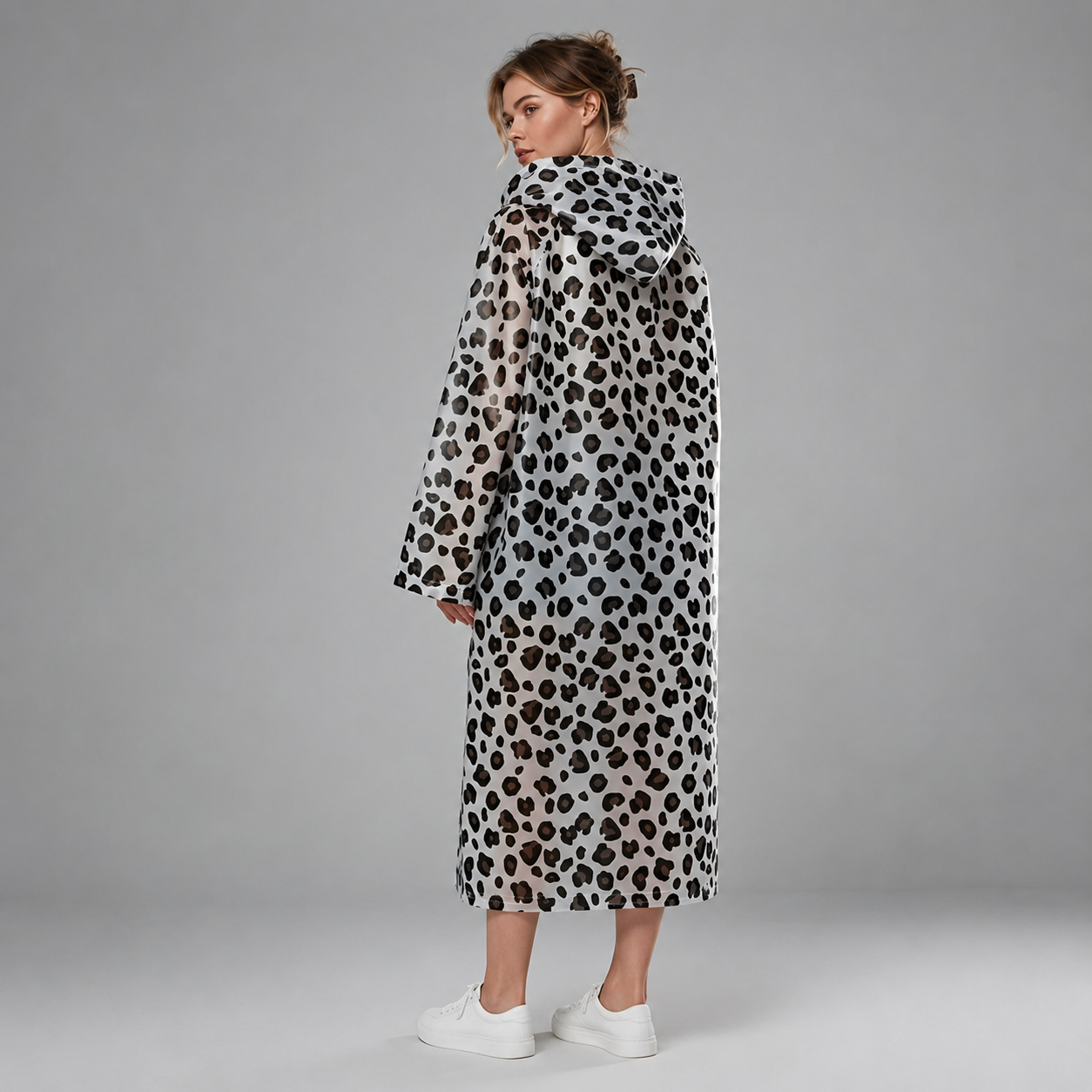 Poncho de pluie long léopard