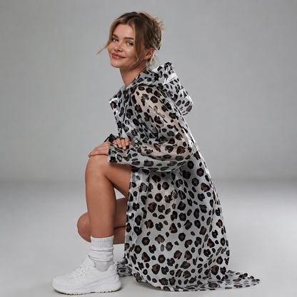 Poncho de pluie long léopard