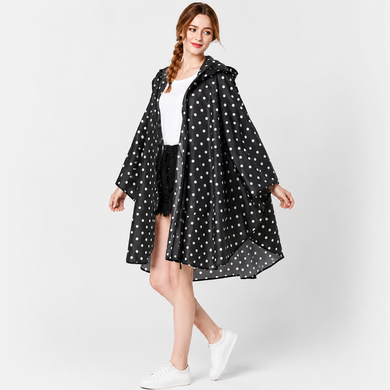 Poncho de pluie à pois