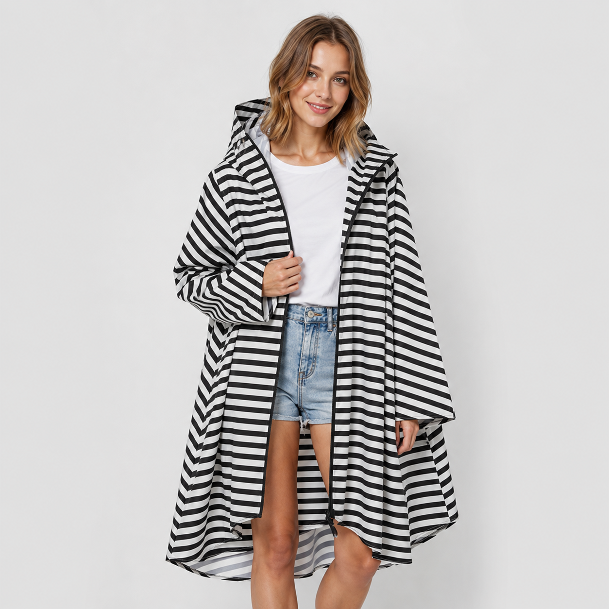 Poncho de pluie rayé