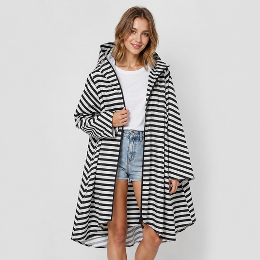 Poncho de pluie rayé