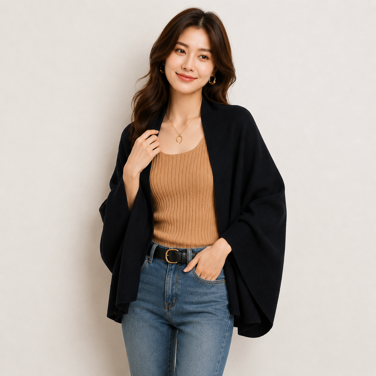 Poncho Cardigan Laine