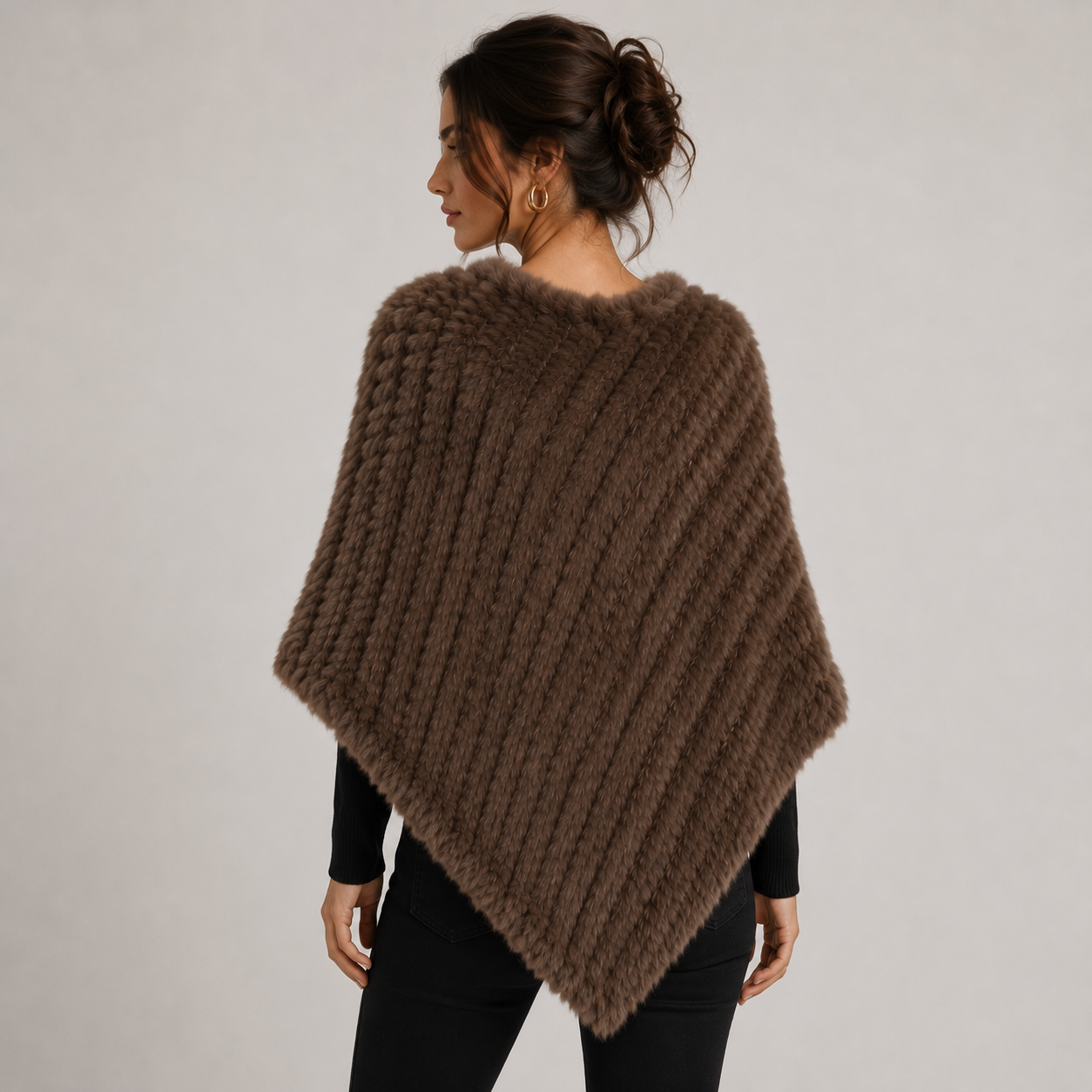 Poncho Fourrure Imitation Lapin