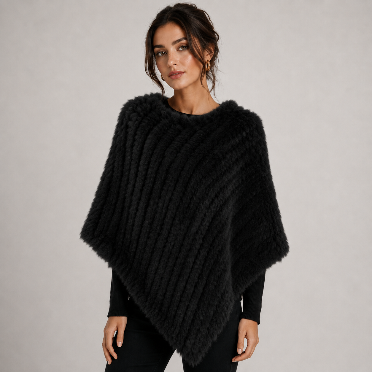Poncho Fourrure Imitation Lapin
