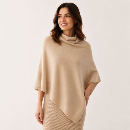 Pull Poncho Col Roulé Femme