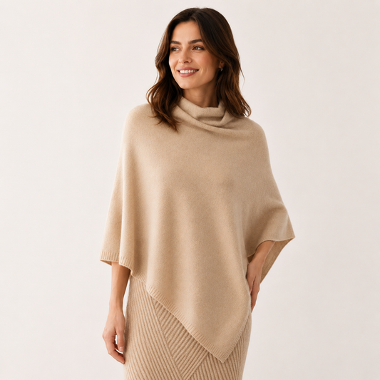 Pull Poncho Col Roulé Femme