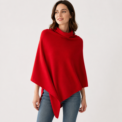 Pull Poncho Col Roulé Femme