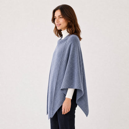 Poncho Châle Enveloppant en Maille Femme gris, vue de profil