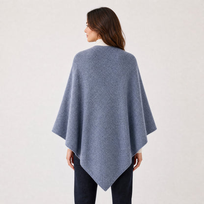Poncho Châle Enveloppant en Maille Femme gris, vue de dos